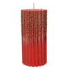 Candela decorativa in cera rigata con Glitter color Rosso Chiaro