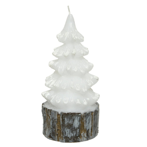 Candela a forma di Albero decorativa in cera con Glitter color Bianco