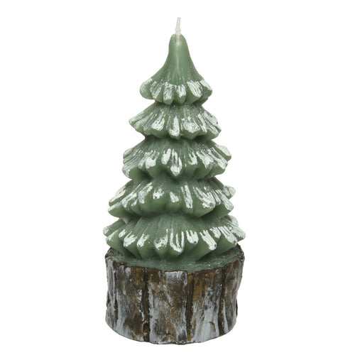 Candela a forma di Albero decorativa in cera con Glitter color Verde