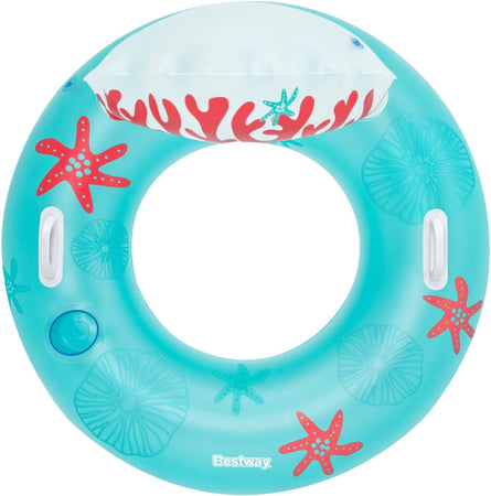 Poltrona Salvagente Gonfiabile Con Maniglie Portabicchiere Schienale Design Corallo 43730