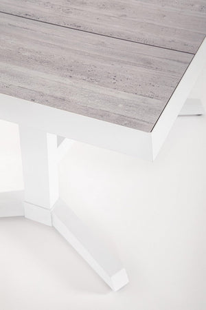 Tavolo allungabile "Robert" struttura in alluminio, piano in ceramica da 143/183 x 88 cm