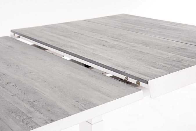 Tavolo allungabile "Robert" struttura in alluminio, piano in ceramica da 143/183 x 88 cm