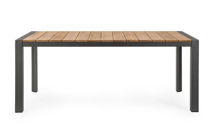 Tavolo "Cameron" con struttura in alluminio, piano in teak