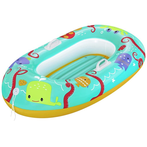 Canotto Canottino Gonfiabile Per Bambini Balena Pesci Granchio Felice 119x79cm 34009