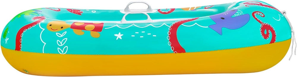 Canotto Canottino Gonfiabile Per Bambini Balena Pesci Granchio Felice 119x79cm 34009