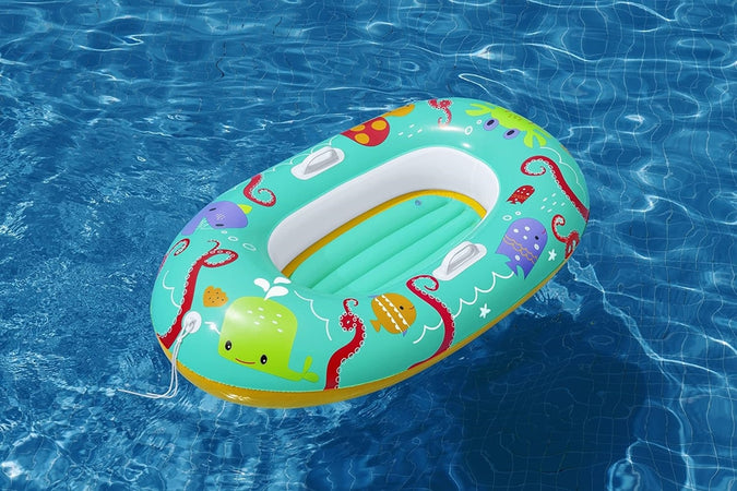 Canotto Canottino Gonfiabile Per Bambini Balena Pesci Granchio Felice 119x79cm 34009