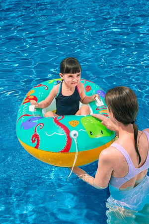 Canotto Canottino Gonfiabile Per Bambini Balena Pesci Granchio Felice 119x79cm 34009