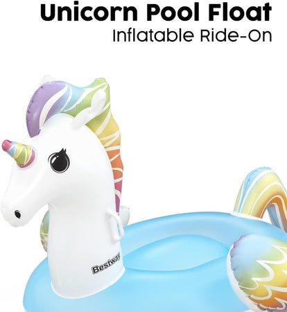 Cavalcabile Unicorno Fantasy Galleggiante Gonfiabile Piscina Spiaggia Con Maniglie 41114
