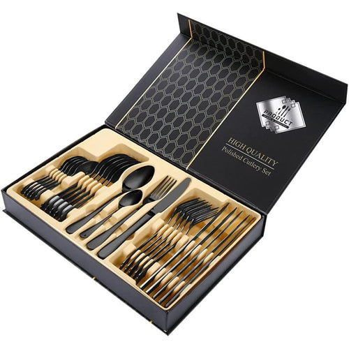 Set Di Posate 24pz In Acciaio Lucidatura A Specchio Multiuso Casa Cucina Servizio Per 6