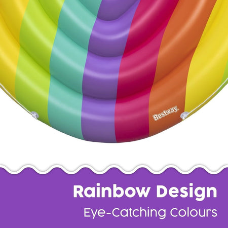 Materassino Isola Gonfiabile Galleggiante Fashion Rainbow Forma Cuore Multicolore 43722