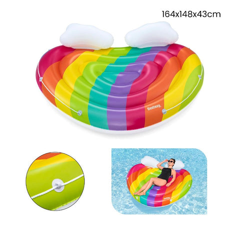 Materassino Isola Gonfiabile Galleggiante Fashion Rainbow Forma Cuore Multicolore 43722