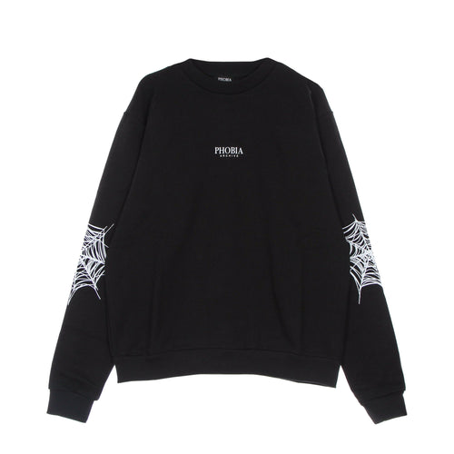 PHOBIA Felpa Leggera Girocollo Uomo White Cobweb Print Crewneck Black/white da uomo
