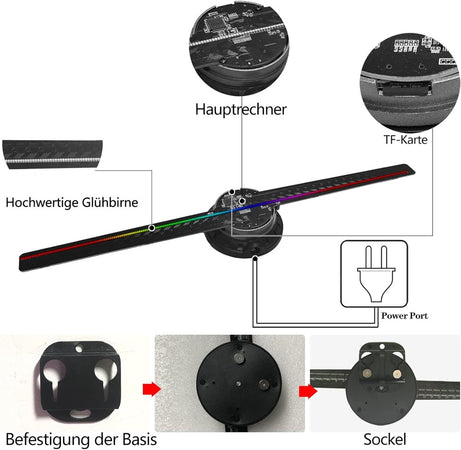 Proiettore Di Ologramma 3d 42cm Proiezione Olografica Tridimensionale Per Android Wifi