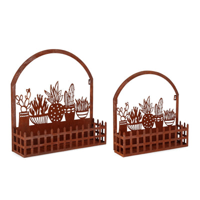 Set 2 PortaFiore Rosemary Cactus ruggine in acciaio per uso esterno