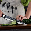 Set Di Coltelli Da Cucina In Acciaio 6pz Manico In Silicone Con Motivo Ondulato Nero