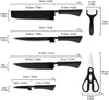 Set Di Coltelli Da Cucina In Acciaio 6pz Manico In Silicone Con Motivo Ondulato Nero