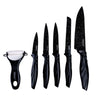 Set Di Coltelli Rivestiti In Marmo Con Manici Ergonomici Antiscivolo 6 Pezzi Nero