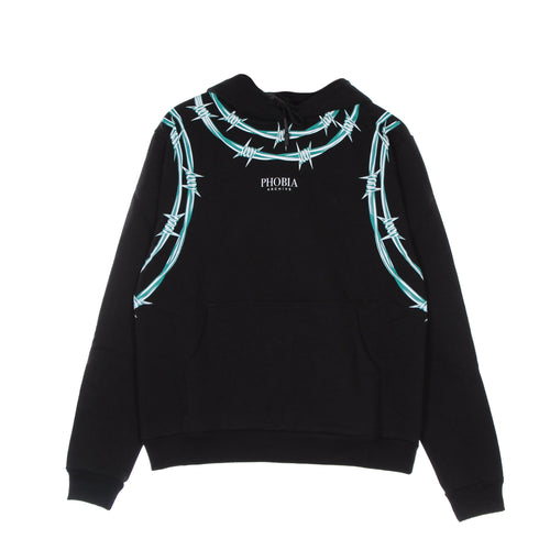 PHOBIA Felpa Leggera Cappuccio Uomo Green Barbed Wire Hoodie Black/green da uomo