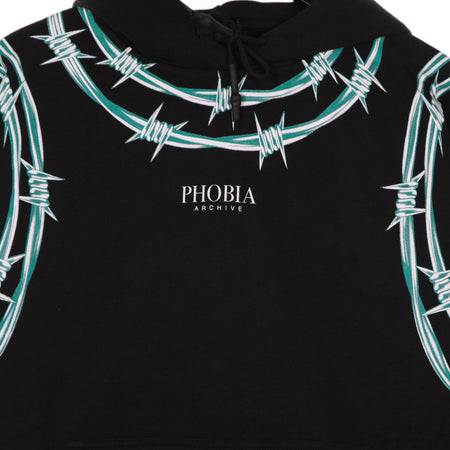 PHOBIA Felpa Leggera Cappuccio Uomo Green Barbed Wire Hoodie Black/green da uomo