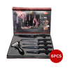 Set Di Coltelli Rivestiti In Marmo Con Manici Ergonomici Antiscivolo 6 Pezzi Nero