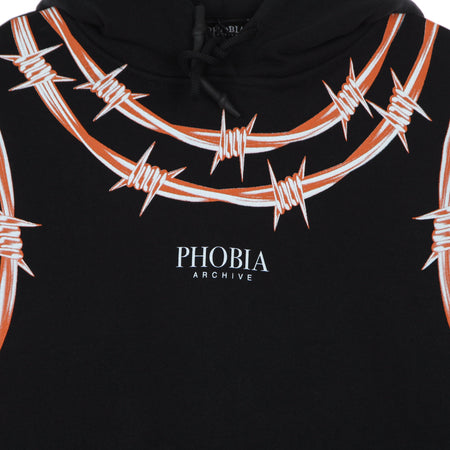 PHOBIA Felpa Leggera Cappuccio Uomo Orange Barbed Wire Hoodie Black/orange da uomo