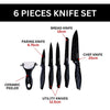 Set Di Coltelli Rivestiti In Marmo Con Manici Ergonomici Antiscivolo 6 Pezzi Nero