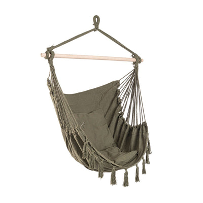 Amaca pensile Juan con seduta in tessuto e barra in legno per esterno e giardino
