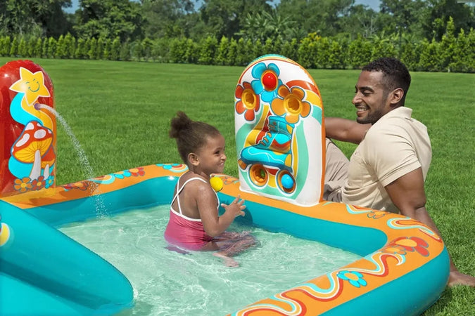 Play Center Piscina Gonfiabile Retro Groove Per Bambini 193x152x74cm Giardino 53164