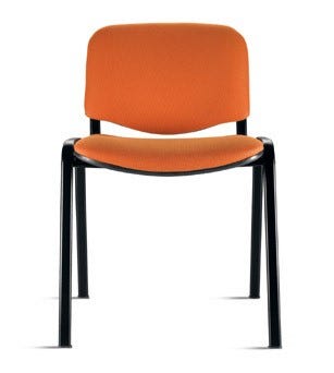 Sedia imbottita con struttura nera, impilabile per sala da attesa