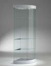 Vetrina di forma angolare con plafoniera superiore con faretti cm. 58x58x190h