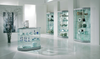 Vetrina espositiva a forma ovale con faretti led di cm. 97x56x190h
