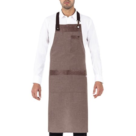 Grembiule Tropez Marrone Finto Lino Grembiule con Pettorina Cameriere Cuoco Banconiere
