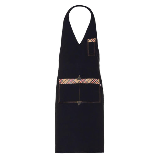 Grembiule Madras Nero con Inserti Grembiule con Pettorina Cameriere