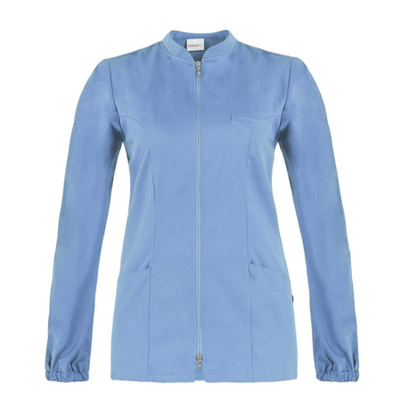 Casacca Donna Alice Azzurro Manica Lunga Cotone Casacca Infermiera Zip Lunga