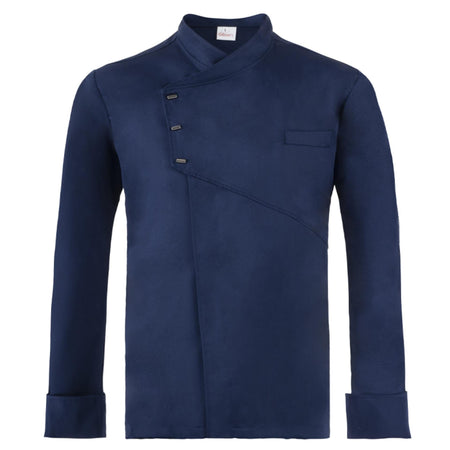 Giacca Emanuel Blu Giacca Cuoco Manica Lunga Tencel No Stiro Traspirante