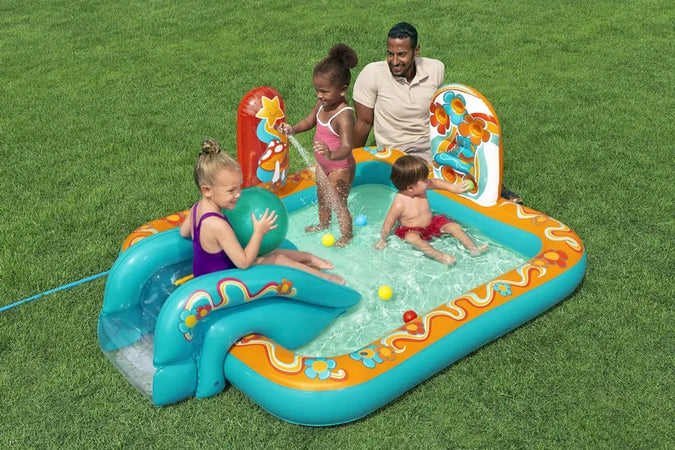 Play Center Piscina Gonfiabile Retro Groove Per Bambini 193x152x74cm Giardino 53164