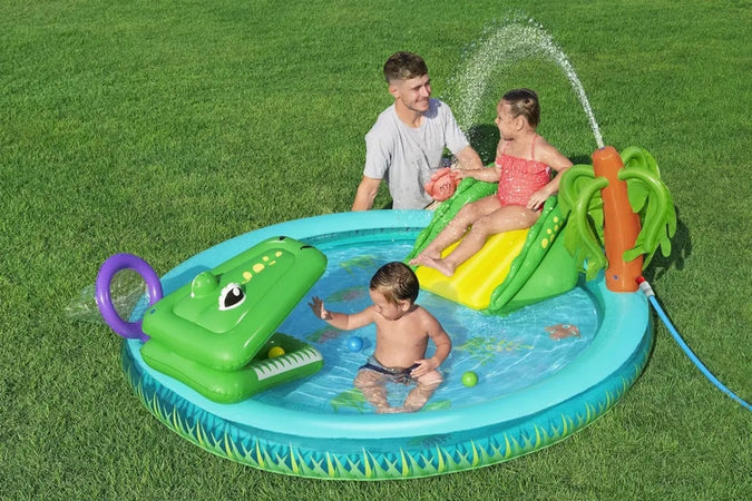 Play Center Gonfiabile Crocodile Cove Piscinetta Per Bambini 224 X 181 X 72 Cm 53166