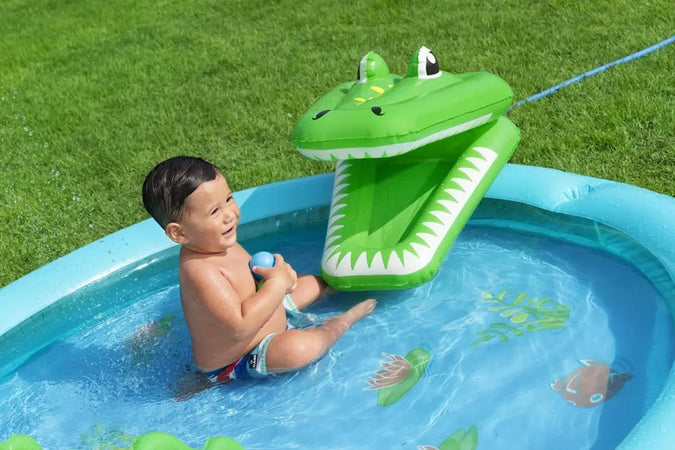 Play Center Gonfiabile Crocodile Cove Piscinetta Per Bambini 224 X 181 X 72 Cm 53166