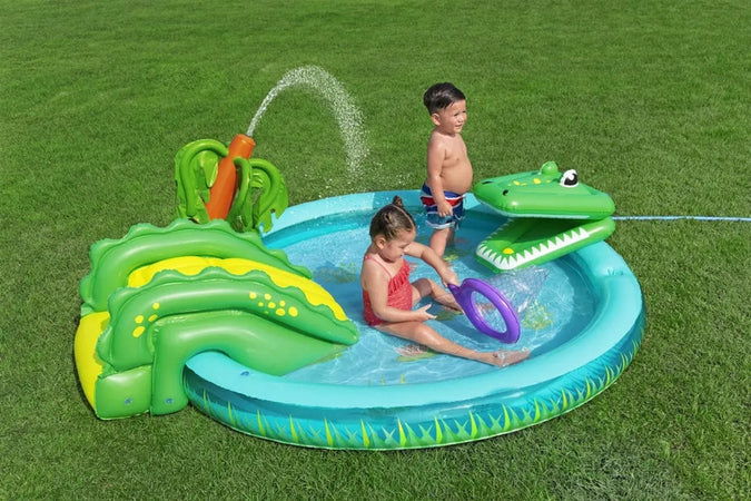 Play Center Gonfiabile Crocodile Cove Piscinetta Per Bambini 224 X 181 X 72 Cm 53166