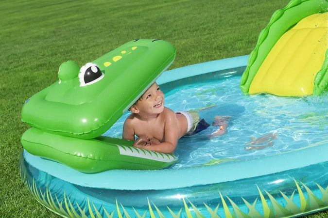 Play Center Gonfiabile Crocodile Cove Piscinetta Per Bambini 224 X 181 X 72 Cm 53166