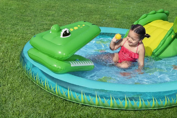 Play Center Gonfiabile Crocodile Cove Piscinetta Per Bambini 224 X 181 X 72 Cm 53166