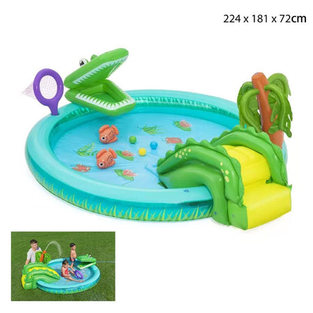 Play Center Gonfiabile Crocodile Cove Piscinetta Per Bambini 224 X 181 X 72 Cm 53166