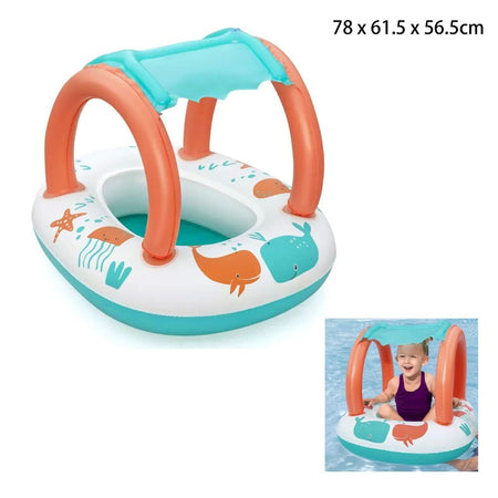 Canottino Gommone Comfort Plush Per Bambini Tetto Parasole Design Creature Marine 34203