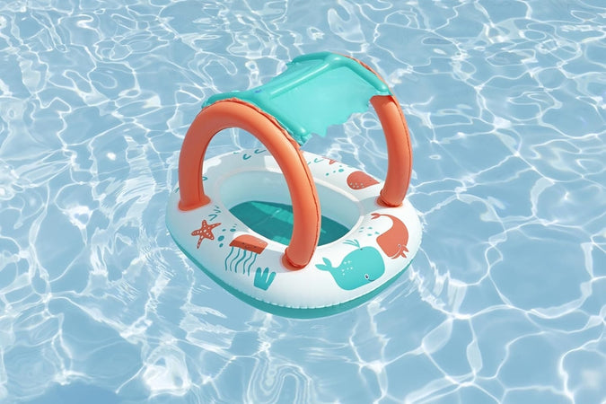 Canottino Gommone Comfort Plush Per Bambini Tetto Parasole Design Creature Marine 34203