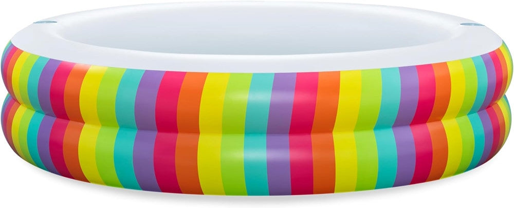 Piscina Tonda Gonfiabile Family Stampa Arcobaleno 206x206x51cm Con 2 Portabicchieri 54443