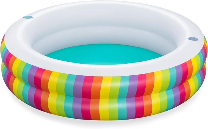 Piscina Tonda Gonfiabile Family Stampa Arcobaleno 206x206x51cm Con 2 Portabicchieri 54443