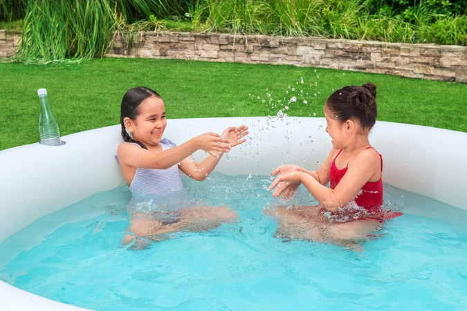 Piscina Tonda Gonfiabile Family Stampa Arcobaleno 206x206x51cm Con 2 Portabicchieri 54443