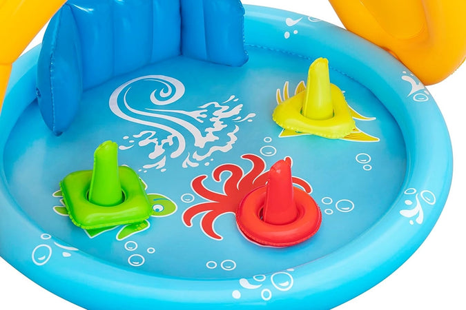 Piscina Gioco Gonfiabile Lil Seashapes Con Schienale Tetto Bimbi +6 Mesi Giardino 52568
