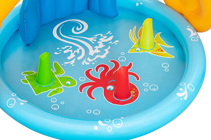 Piscina Gioco Gonfiabile Lil Seashapes Con Schienale Tetto Bimbi +6 Mesi Giardino 52568