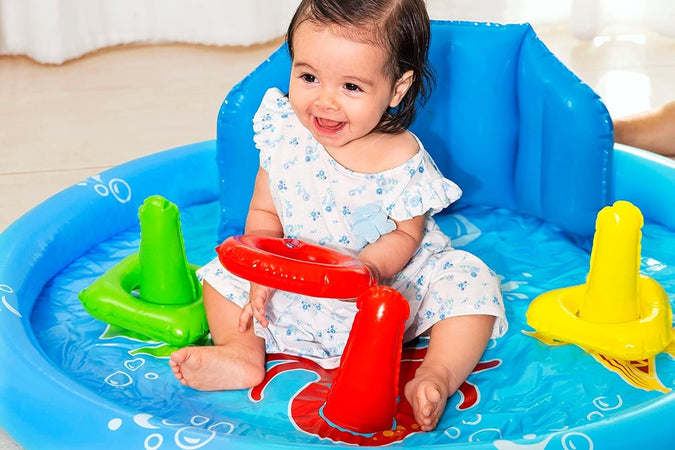 Piscina Gioco Gonfiabile Lil Seashapes Con Schienale Tetto Bimbi +6 Mesi Giardino 52568